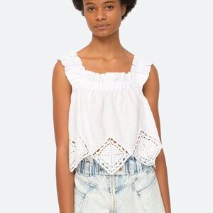 Sea New York Cream Lace Trim Blouse